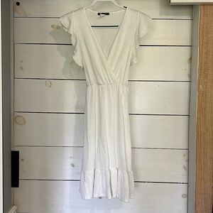 Caution to the Wind White ribbed dress